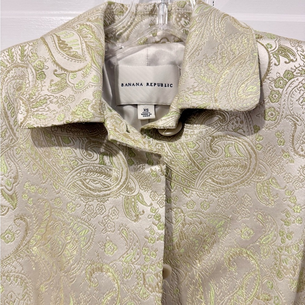 Banana Republic Vintage Ivory/Gold Topper Jacket Size XS - Picture 9 of 11